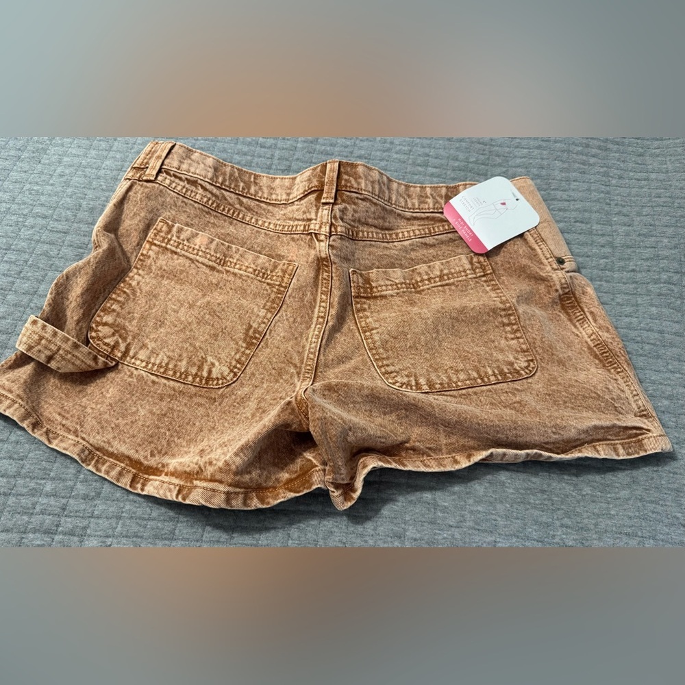 Isabel Maternity High Rise Midi Short with Side Panels Clay - Picture 2 of 10